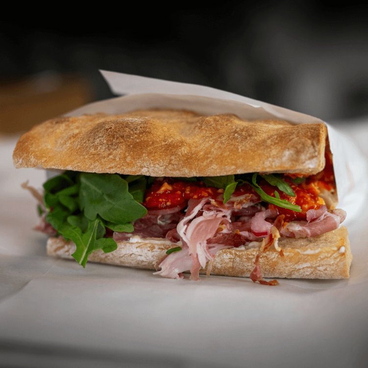 The Soprano — capicola with truffle gorgonzola and roasted red pepper sauce